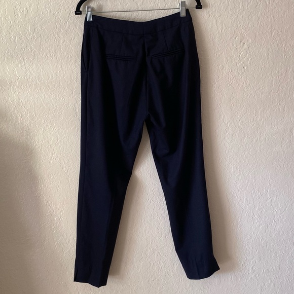 MaxMara $945 Dress Pants Size 8 Navy Blue Straight Leg Pockets Work Professional - Picture 4 of 7